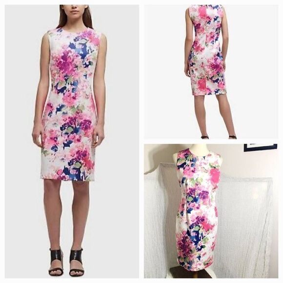 DKNY Floral Print Sheath Dress Size 6 - Picture 1 of 8